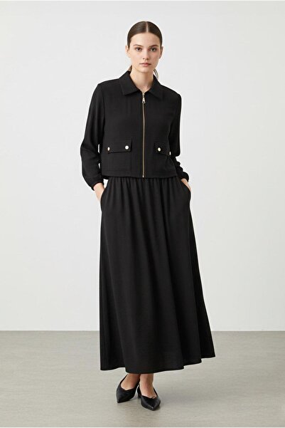 Moda Rosa 26Y7592 - SİYAH - CEPLİ CEKET ETEK TAKIM