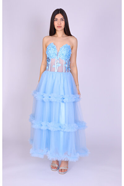 Ella Collection Elegant Venus dress with fine tulle and 3D applique Lace