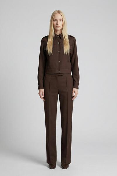 Rays Καφέ Σετ Παντελόνι και Μπουφάν με Κουμπώματα 8412A