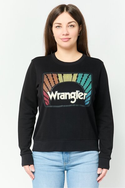 WRANGLER Women Brand Logo Long Sleeve Sweatshirt, Black