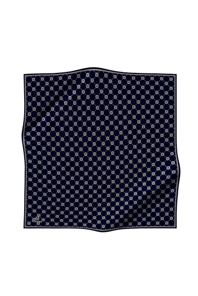 Vissona 57% ШОВК 43% ВІСКОЗА Твіл Шовк з монограмою, темно-синій колір, 90x90...