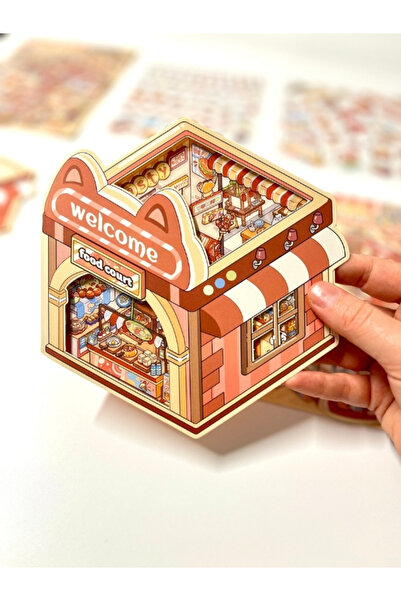 Kağıt Gemi Dükkan DIY Kawaii Sokak Lezzetleri Tasarla 2Yaprak 121Adet 3D Dior...
