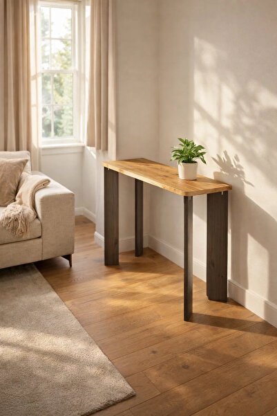 MARIA HOMES Stylish Two-Tone Wooden Console Table for Entryway Living Room Mo...