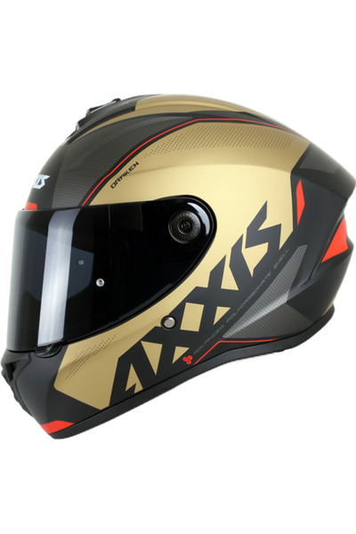 AXXIS Motosiklet Full Face Kaskı Draken S Gear A9 Matt Gold Motorcu Kaskı Çif...