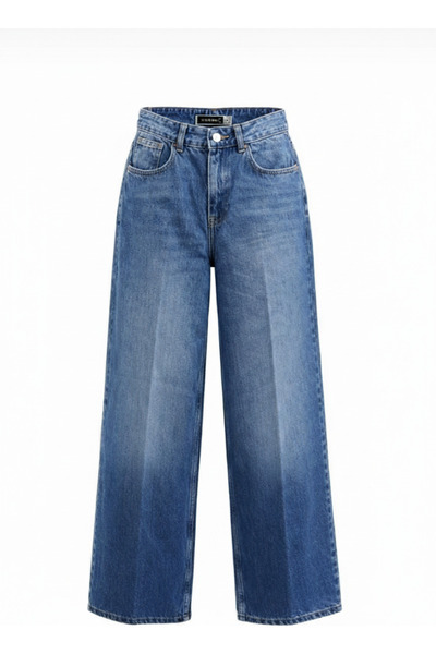 SONGÜLBERİK Women's Extra Wide Leg Blue Jean Pants