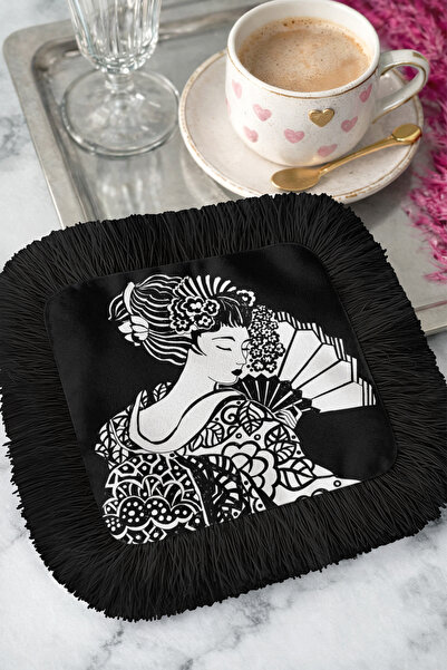 Evimde Bambaşka منديل مزخرف بتصميم ياباني أنيق للنساء، منديل بوهيمي أسود أحاد...