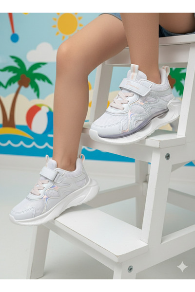 Promax BEYAZ HOLOGRAMLI ORTOPEDİK KIZ ÇOCUK SPOR AYAKKABISI