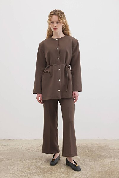 Hooopstore Set pantaloni din nurcă cu nasturi aurii