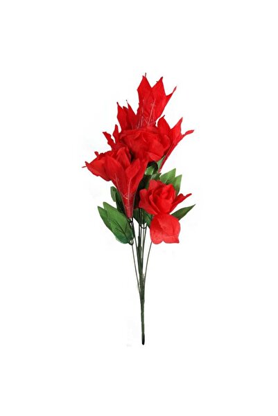 Goliat Buchet artificial elegant de flori Crin și Trandafir, culoare roșie, 56cm