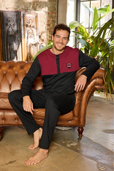 PİJAMOOD Muški komplet pidžame sa interlock ovratnikom i kopčanjem P Pamuk u