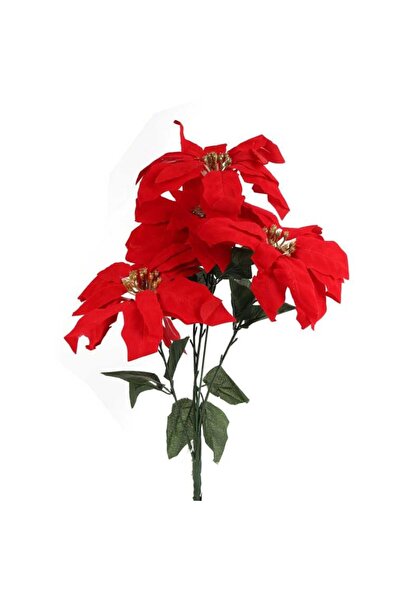 Goliat BUKIET 5 SZTUCZNYCH POINSECJI WELUROWYCH Z ZŁOTYMI ŚRODKAMI, WYSOKOŚĆ ...