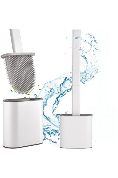 Other Silicone Toilet Brush - Hygienic, Turbo Dry, Floor or Wall Mounted - White
