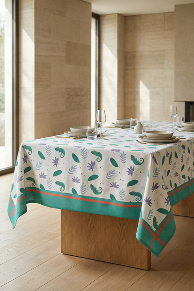 HAMUR مفرش طاولة مطبخ مزخرف مطبوع عليه رسومات، مقاوم للسوائل، لتزيين المنزل، ...