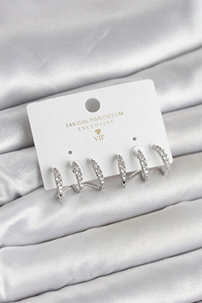 CT STONES Mey Import ®   Silver Color Brass Zircon Stone Women's Earrings