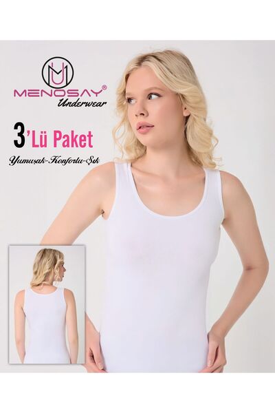 MENOSAY 3'lü paket kalın askılı beyaz atlet