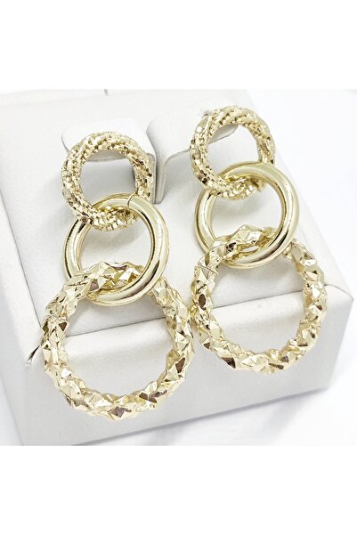 Milena 14k Gold Plated Double Layered Screw Earrings, Hypoallergenic, - Lengt...