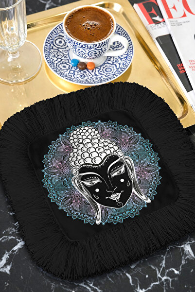 Evimde Bambaşka Șervețel decorativ din țesătură cu franjuri Buddha Mandala - ...