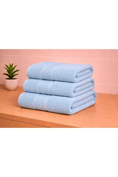 OEM Set 3 prosoape de baie Baby Blue din Bumbac 100% cu model grecesc, 50x90 ...