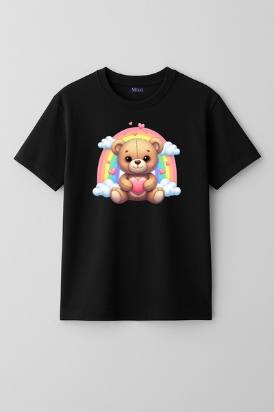 mixxi fashion Cute Bear Rainbow Printed Short Sleeve Unisex Kids T-Shirt (4-1...