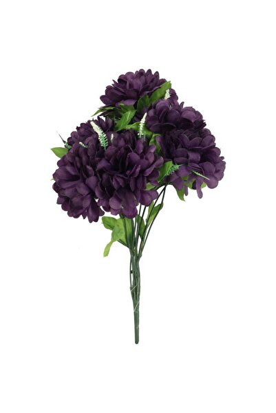 Goliat Sztuczny Bukiet 8 Fioletowych Chryzantem z Gipsówką - Dekoracja Grobow...