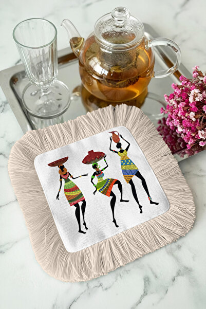 Evimde Bambaşka منديل تقديم على الطراز الأفريقي مع شراشيب - منديل بوهيمي ملون...