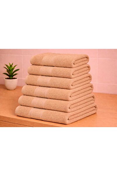 OEM Set 6 prosoape de baie Bej din Bumbac 100% cu model grecesc, 50x90 cm, 40...