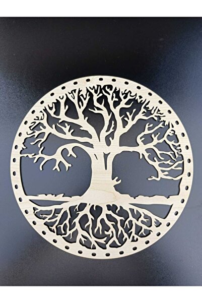 öyküdekor Ahşap Hayat Ağacı Mdf İp Örgü, Rattan Örgü, Bambu Örgü İçin Yuvarla...