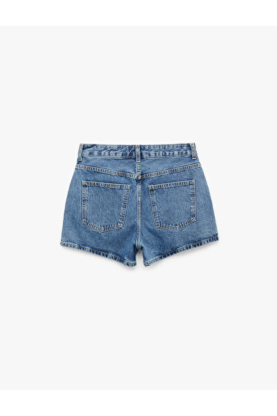 Koton Düğmeli Pamuklu Rahat Kalıp Mini Denim Şort