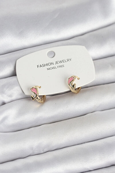 CT STONES Mey imports ®   Pink dolphin model gold color brass children's earr...