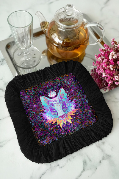 Evimde Bambaşka Χαρτοπετσέτα παρουσίασης με σχέδιο λύκου και φούντες - Φαντασ...