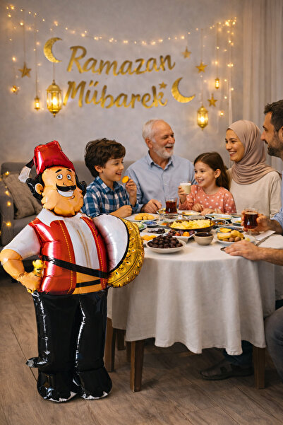 Empressco Ramazan Davulcusu Folyo Balon 118x76 cm, Bayram Dekorasyonu, Dini Süs