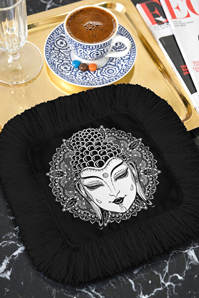 Evimde Bambaşka منديل الماندالا الروحي بتصميم بوذا مع شراشيب - منديل بوهيمي ل...