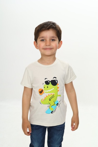 Toontoy Tricou cu mânecă scurtă și guler rotund, imprimat, pentru băieți - TK...
