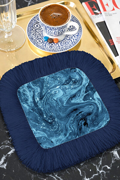 Evimde Bambaşka Șervețel de prezentare cu franjuri Night Wave - Șervețel pent...