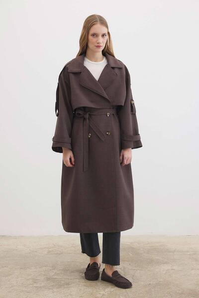 Hooopstore Premium Oversize Acı Kahve Trençkot