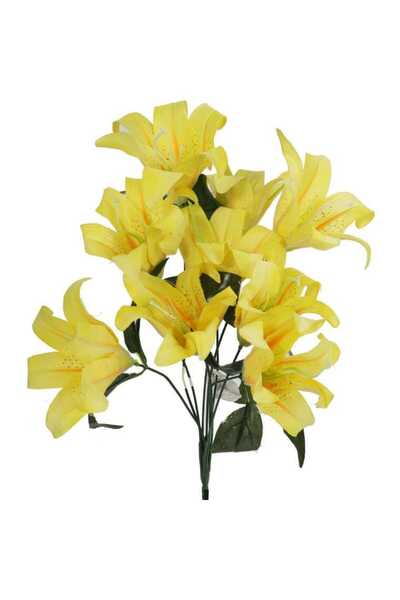 Goliat BUKIET 10 SZTUCZNYCH LILII KOLORU ŻÓŁTEGO - WYSOKOŚĆ 44 CM