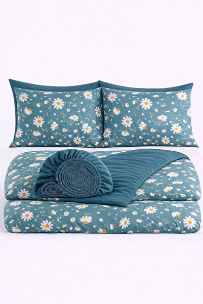 İQON Pptya Ptrll-246 Otlt2 Double Size Duvet Cover Set with Elastic Sheets