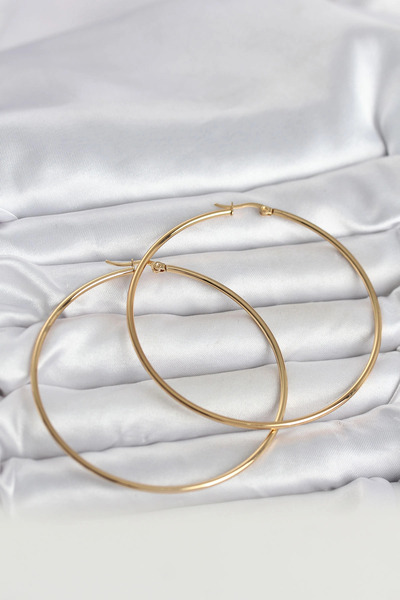 CT STONES Mey Import ®   316L Steel Gold Color 70 mm Women's Hoop Earrings