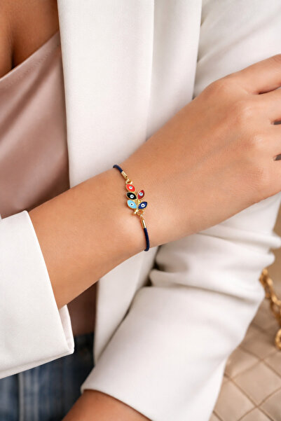 Handmade Bohem Stil El Yapımı Çok Renkli Minimalist Nazar Göz Bileklik (Tek Ü...