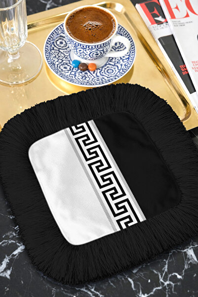 Evimde Bambaşka Χαρτοπετσέτα σερβιρίσματος καφέ με Ελληνικά μοτίβα και κρόσσι...