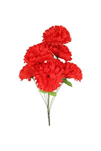 Goliat Bukiet 10 Sztucznych Chryzantem w Kolorze Czerwonym z Dodatkiem Trawy ...