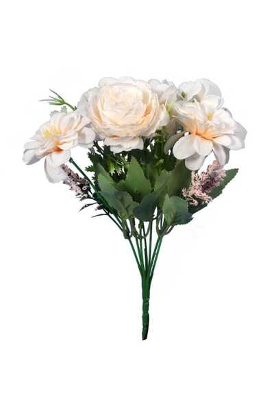 Goliat Bukiet Sztucznych Kwiatów Hortensja, 7 sztuk, Kolor Kremowy, Wysokość ...