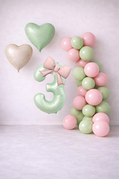 Patladı Gitti Set de decorațiuni cu baloane pentru aniversarea de 3 ani, verd...