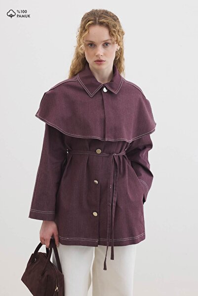 Hooopstore Çıkarılabilir Pelerin Yaka Burganya Gömlek