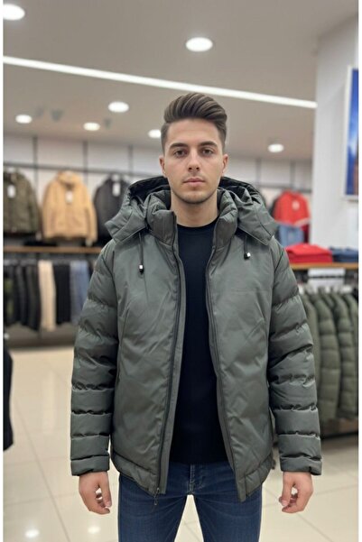 PIQUE Чоловічий пальто з капюшоном і кишенями, колір хакі