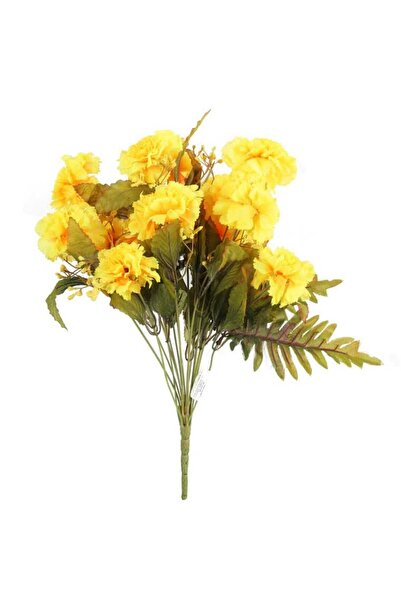 Goliat Sztuczny Bukiet 18 Żółtych Goździków z Paprotkami - Realistyczny Wyglą...