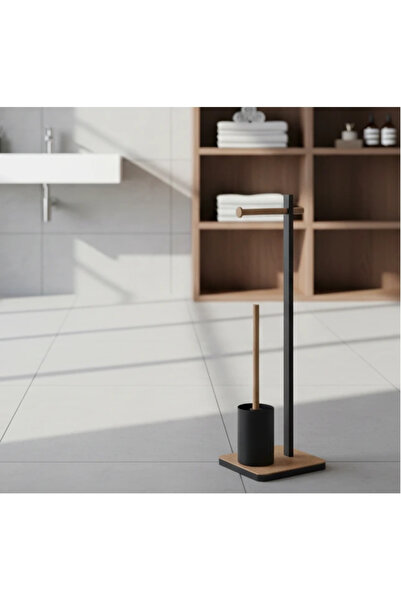 Herum Toilet paper holder set, toilet brush holder and toilet brush, metal an...