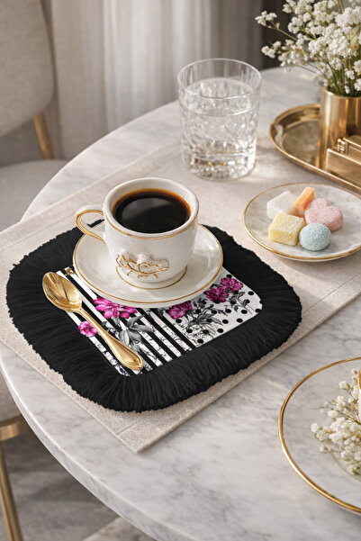 Evimde Bambaşka منديل تقديم مزين بالزهور والخطوط على الطراز الباروكي - منديل ...