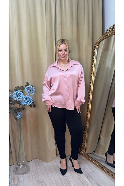 ASSO Women's Plus Size Satin Shirt