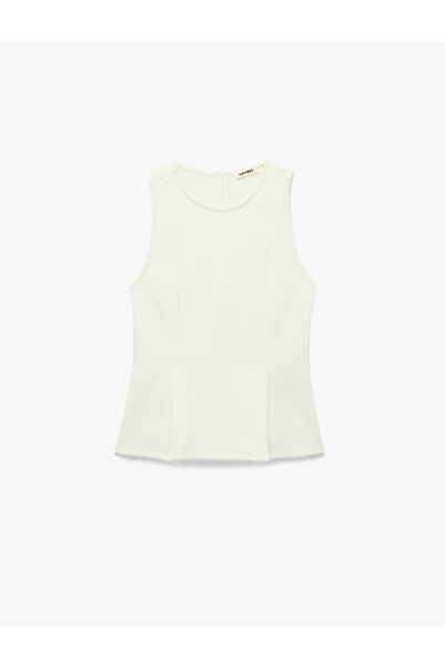 Koton Slim Fit Sleeveless Crew Neck Peplum Blouse